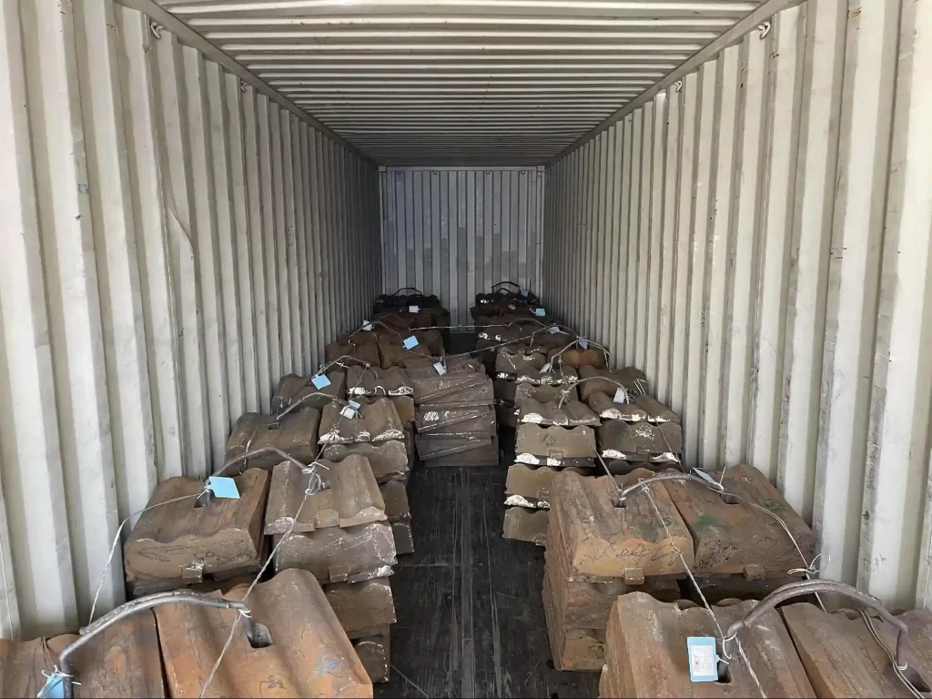 Погрузка запасных частей для шаровой мельницы